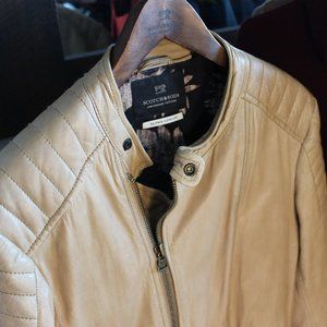 Scotch & Soda Tan Biker Leather Jacket